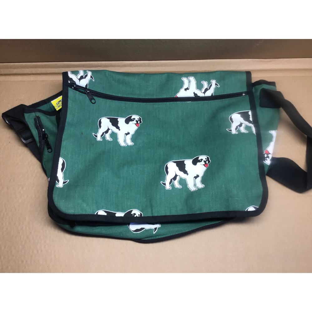 Vintage Big Dogs Laptop Messenger Bag Green Expanding Satchel 14.5" Hong Kong